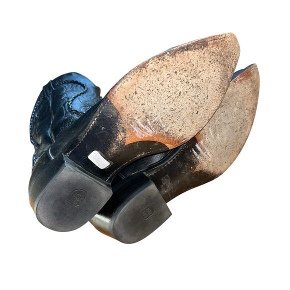 Vintage Dan Post Men's Black Leather Boots Deertan Cowboy Western USA Sz 11 EW - Picture 7 of 9